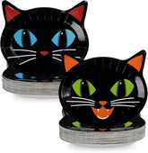 50Pcs Halloween Black Cat Shaped Paper Plates 9 Inch - Grencian