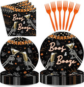 96Pcs Halloween Boos and Booze Plates and Napkins - Grencian