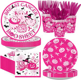 168Pcs Breast Cancer Halloween Party Set Serves 24 - Grencian