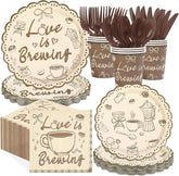 168Pcs Love is Brewing Bridal Party Supplies Serves 24 - Grencian