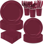 Burgundy Maroon Party Supplies Set - 350 Pcs, Serves 50 Guests - Grencian