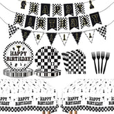Chess Birthday Party Supplies 99 Pcs Serves 24 Black White - Grencian