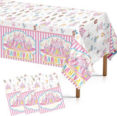 3Pcs Pink Circus Carnival Tablecloth Supplies - Grencian