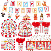171Pcs Circus Carnival Birthday Party Supplies Serves 24 - Grencian