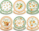 Little Cutie Baby Shower Plates 7 Inch - 60 Pcs Watercolor Orange - Grencian