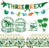 171Pcs Dinosaur 3rd Birthday Party Supplies Serves 24 - Grencian