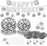 178Pcs Disco Ball Party Supplies Serves 24 - Grencian