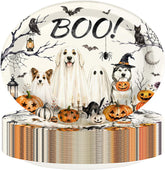 50Pcs Halloween Dog Oval Paper Plates 12x10 Inch - Grencian