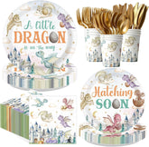 168Pcs Dragon Baby Shower Party Supplies Serves 24 - Grencian