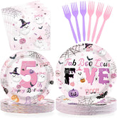 96Pcs Fabboolous Five 5th Birthday Halloween Set Serves 24 - Grencian