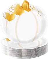 50Pcs Fall Pumpkin Oval Paper Plates 12 x 10 Inch - Grencian