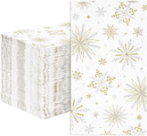 200Pcs Gold Snowflake Paper Napkins 3 Ply Winter - Grencian