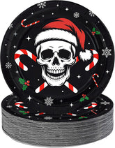 50Pcs Gothic Christmas Skull Paper Plates 9 Inch - Grencian
