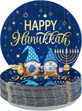 50Pcs Hanukkah Round Paper Plates 9 Inch Chanukah - Grencian