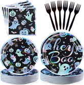 200Pcs Iridescent Halloween Ghost Party Set Serves 50 - Grencian