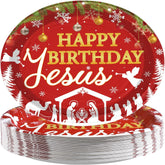 50Pcs Happy Birthday Jesus Oval Paper Plates 12x10 - Grencian