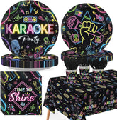 170Pcs Karaoke Neon Music Party Supplies Tableware Set - Grencian