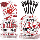 96Pcs Halloween Killer 1st Birthday Plates and Napkins - Grencian