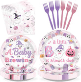 96Pcs A Little Boo is Almost Due Baby Shower Set Serves 24 - Grencian