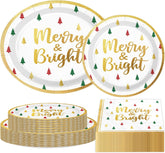 150Pcs Christmas Tree Plates and Napkins Serves 50 - Grencian