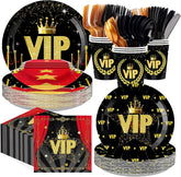 168Pcs Movie Star Red Carpet Birthday Party Supplies Serves 24 - Grencian