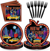 96Pcs New York City Party Plates and Napkins Set - Grencian