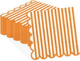 50Pcs Fall Orange Striped Scalloped Paper Napkins 6.5 Inch - Grencian
