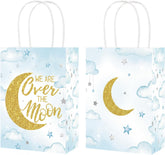16Pcs Over The Moon Baby Shower Goodie Bags Blue Gold - Grencian