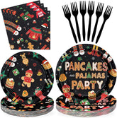 96Pcs Christmas Pancakes and Pajamas Plates Set - Grencian