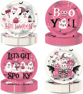 60Pcs Pink Halloween Paper Plates 9 Inch Ghost - Grencian
