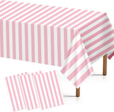 3Pcs Pink Striped Tablecloth Carnival Stripe - Grencian