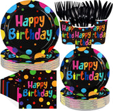 168Pcs Polka Dots Birthday Decorations Serves 24 - Grencian