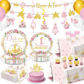 205Pcs Princess 1st Birthday Party Supplies Serves 24 - Grencian