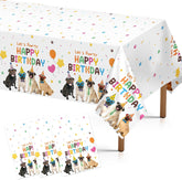 3Pcs Pug Dog Birthday Tablecloth Puppy Cartoon - Grencian