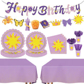 171Pcs Purple Sun Princess Birthday Party Supplies Serves 24 - Grencian