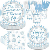 168Pcs Summer Seashell Birthday Party Supplies Serves 24 - Grencian