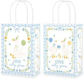 16Pcs Silly Goose Goodie Bags Blue Gingham Goose - Grencian