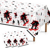 3Pcs Skateboard Birthday Tablecloth Sports Red Black - Grencian