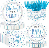 168Pcs Baby Sprinkle Boy Shower Party Supplies Serves 24 - Grencian