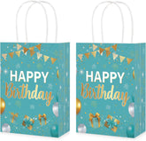 16Pcs Teal Gold Birthday Goodie Bags Turquoise - Grencian