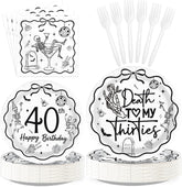 96Pcs Death to My Thirties 40th Birthday Set Serves 24 - Grencian