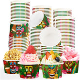 120Pcs 12oz Summer Tiki Ice Cream Cups Tropical - Grencian