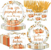 168Pcs Two Little Pumpkins Twins Baby Shower Set - Grencian