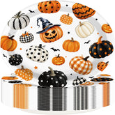 50Pcs Halloween Pumpkin Oval Paper Plates 12x10 Inch - Grencian
