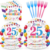 96Pcs 25th Workiversary Party Plates and Napkins - Grencian