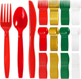 300Pcs Christmas Disposable Plastic Cutlery 4 Colors - Grencian
