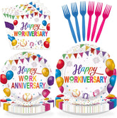 96 Pcs Work Anniversary Party Plates and Napkins - Grencian