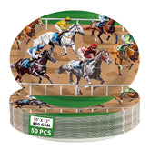 50 Pcs Derby Day Oval Paper Plates - Grencian