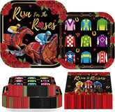 200 Pcs Derby Party Square Plates and Napkins - Grencian