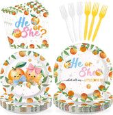 Little Cutie Gender Reveal Plates & Napkins Set - 96 Pcs image 1